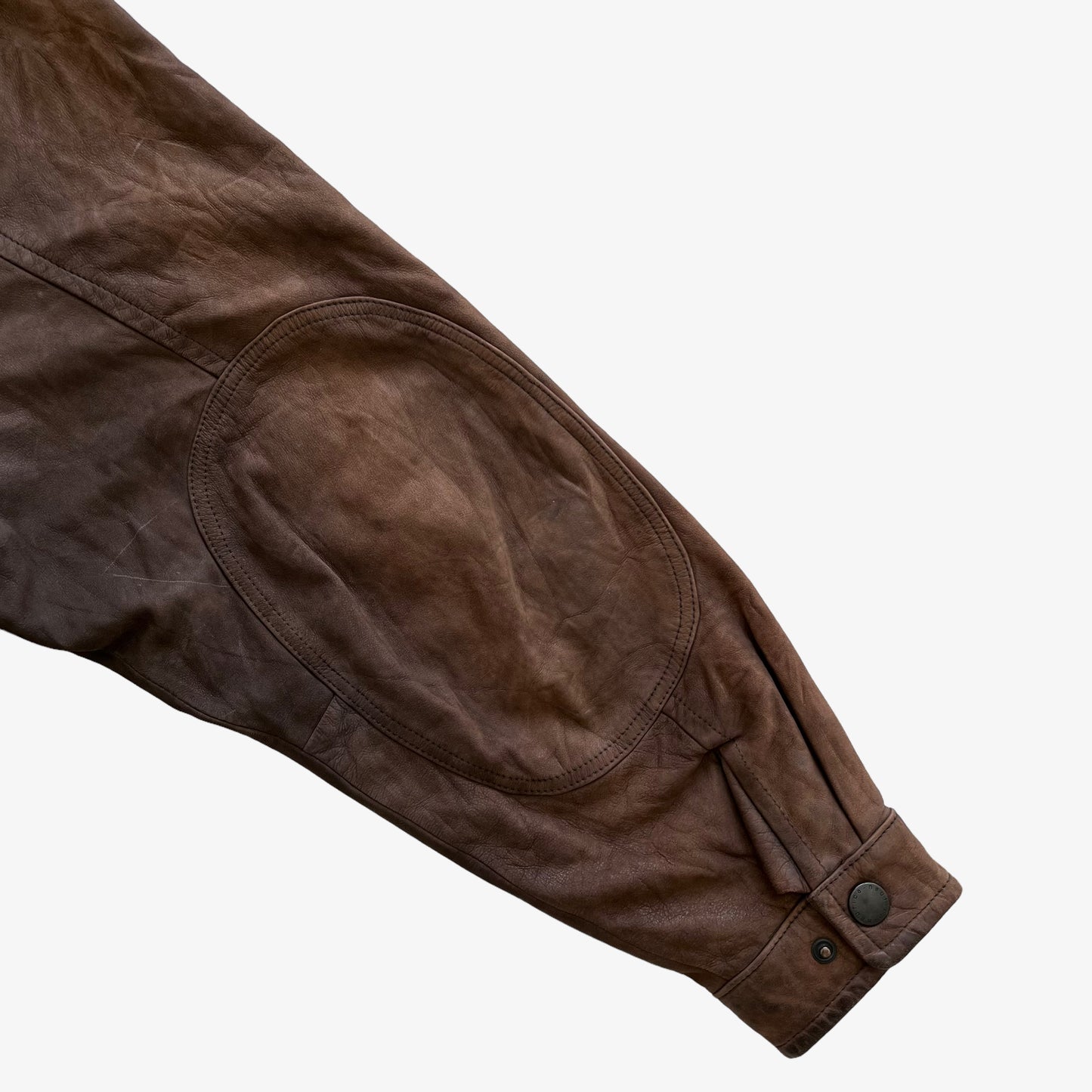 Vintage 90s Mens Nautica Brown Leather Jacket With Foldable Hood Sleeve - Casspios Dream