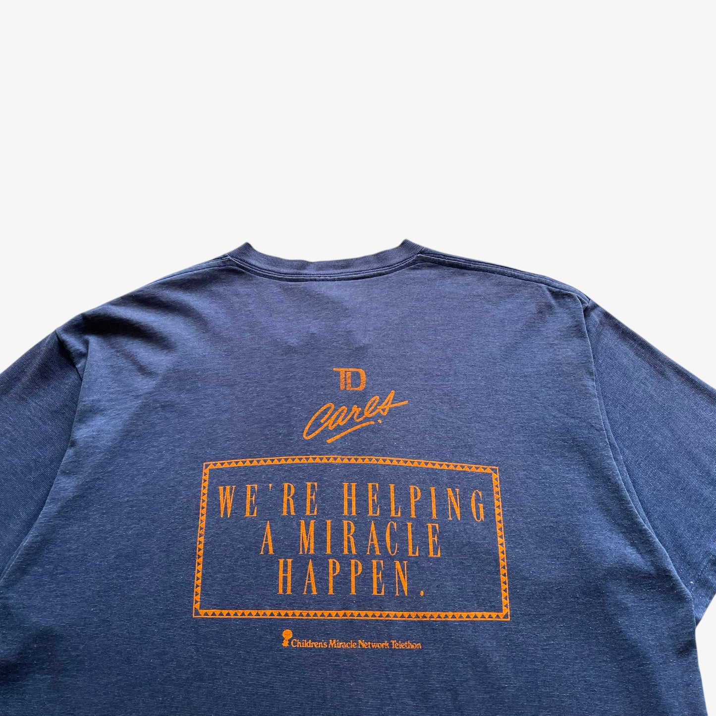 Vintage 90s Mens Penmans Sick Kids Telethon Double Sided Print Single Stitch Blue Top Logo - Casspios Dream