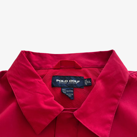 Vintage 90s Mens Ralph Lauren Polo Golf Red Collared Quarter Button Pullover Label - Casspios Dream