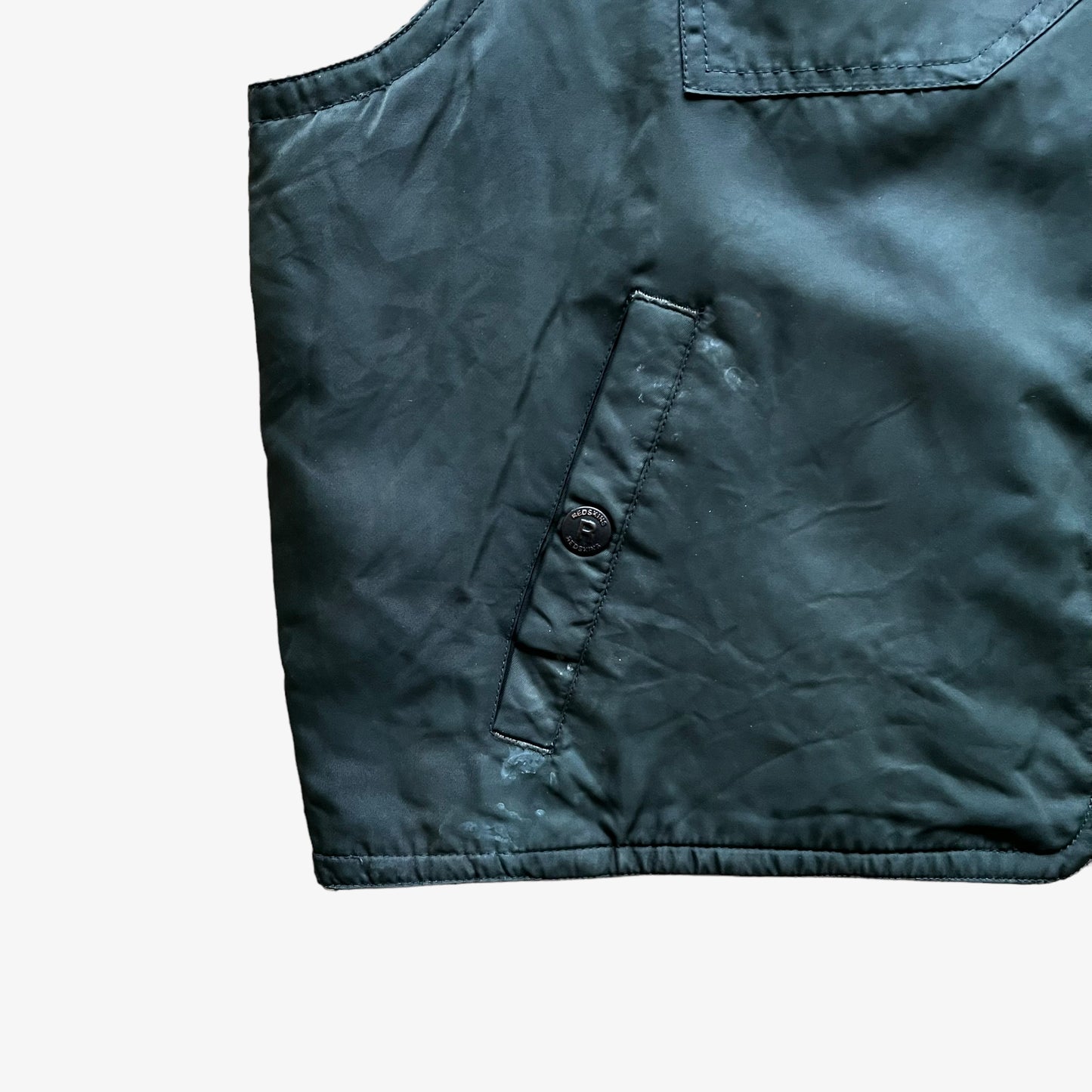 Vintage 90s Mens Redskins Air Training Command Green Gilet With Back Spell Out Hem - Casspios Dream