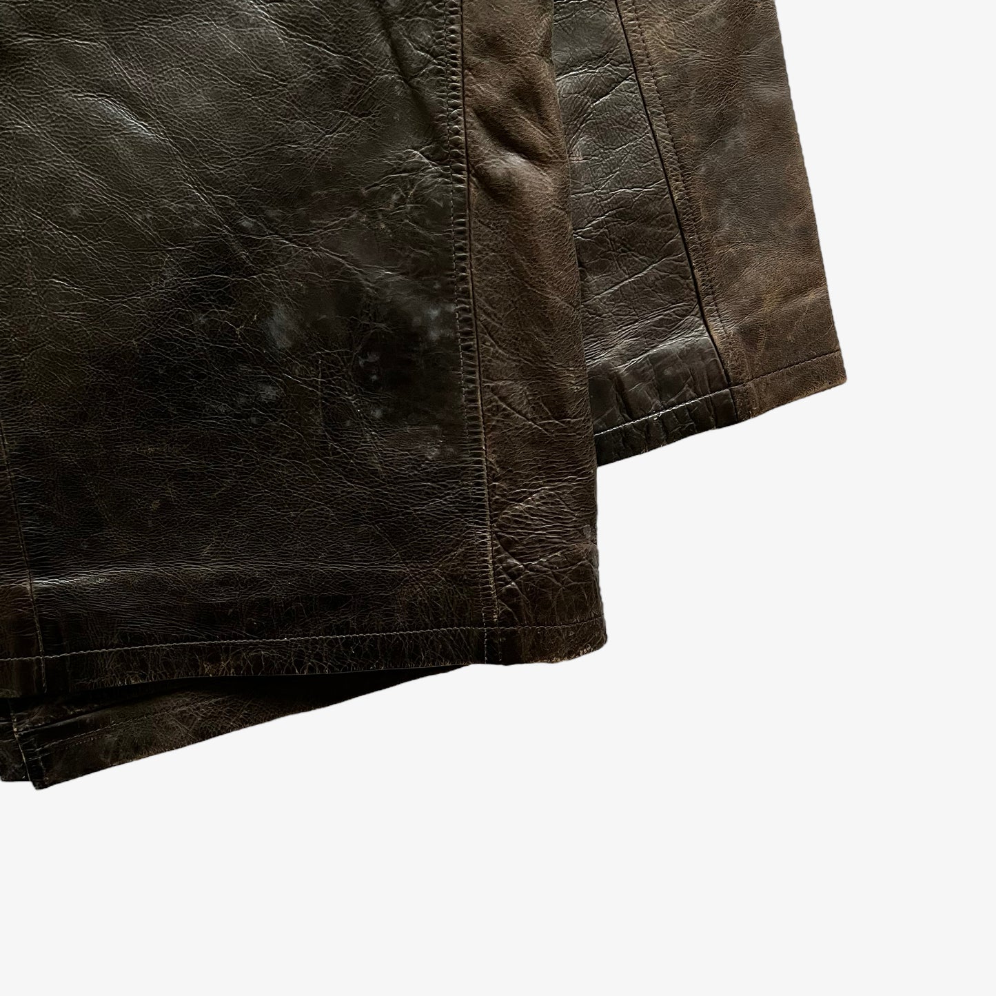 Vintage 90s Mens Redskins Brown Leather Jacket Buttoned Wear - Casspios Dream