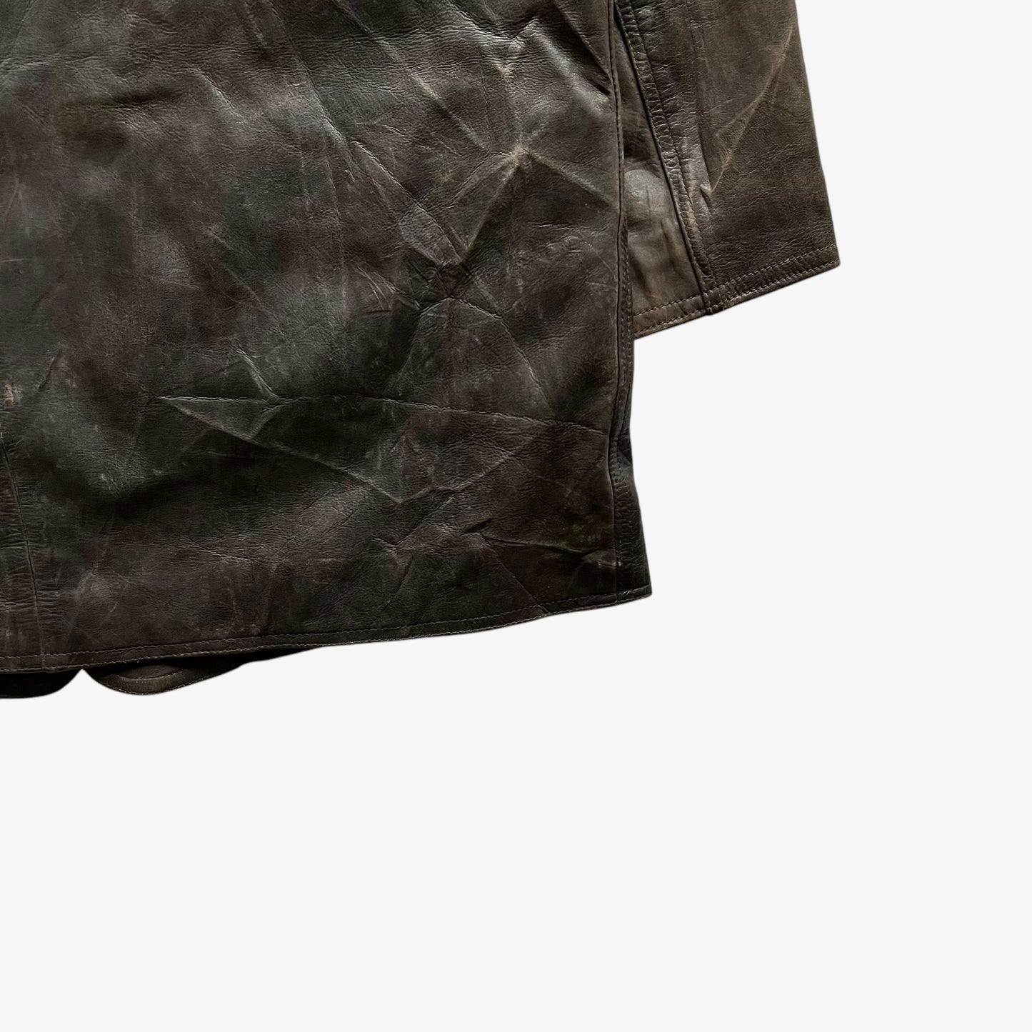 Vintage 90s Mens Redskins Dark Brown Leather Jacket With Quilted Lining Back Hem - Casspios Dream