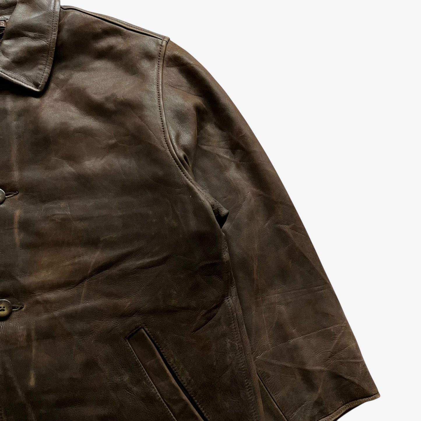Vintage 90s Mens Redskins Dark Brown Leather Pilot Jacket Large Shoulder - Casspios Dream