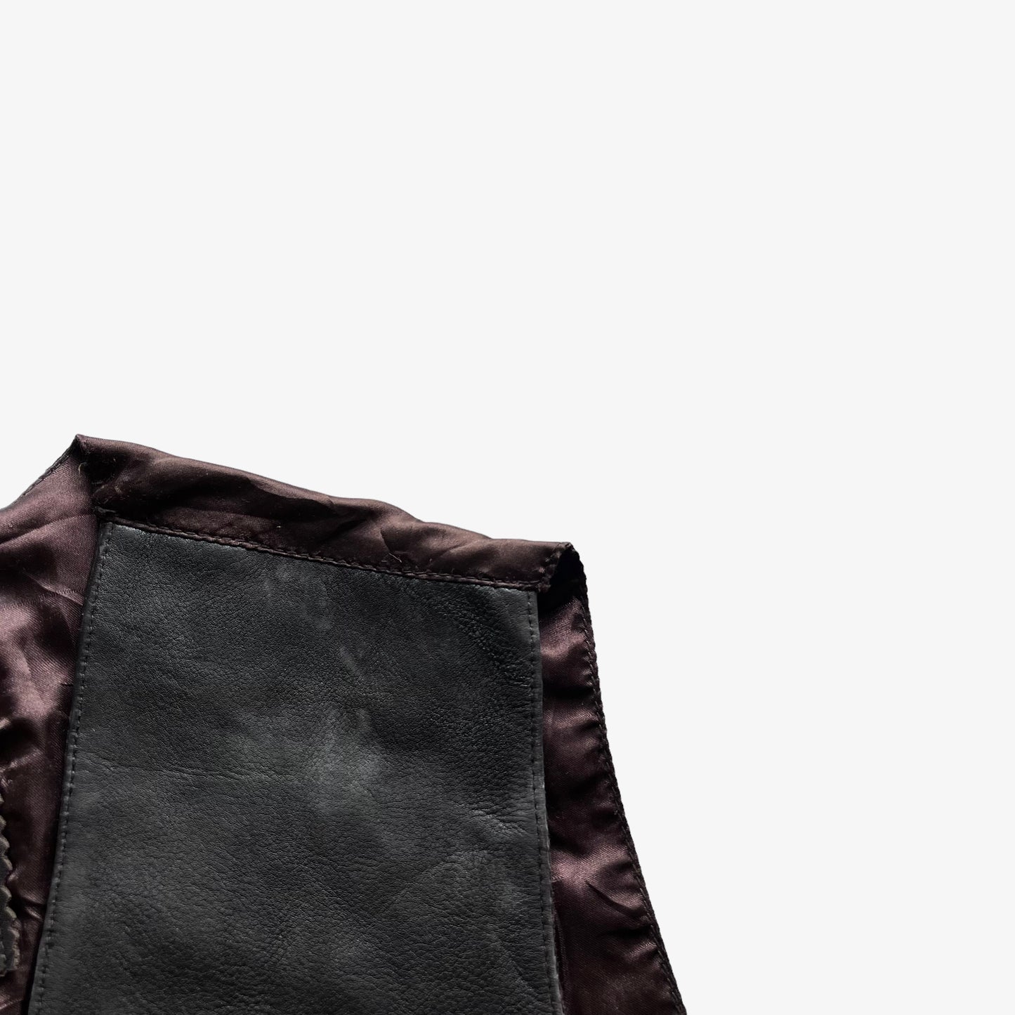Vintage 90s Mens Redskins Dept Outdoor Wear Black Leather Waistcoat Wear - Casspios Dream