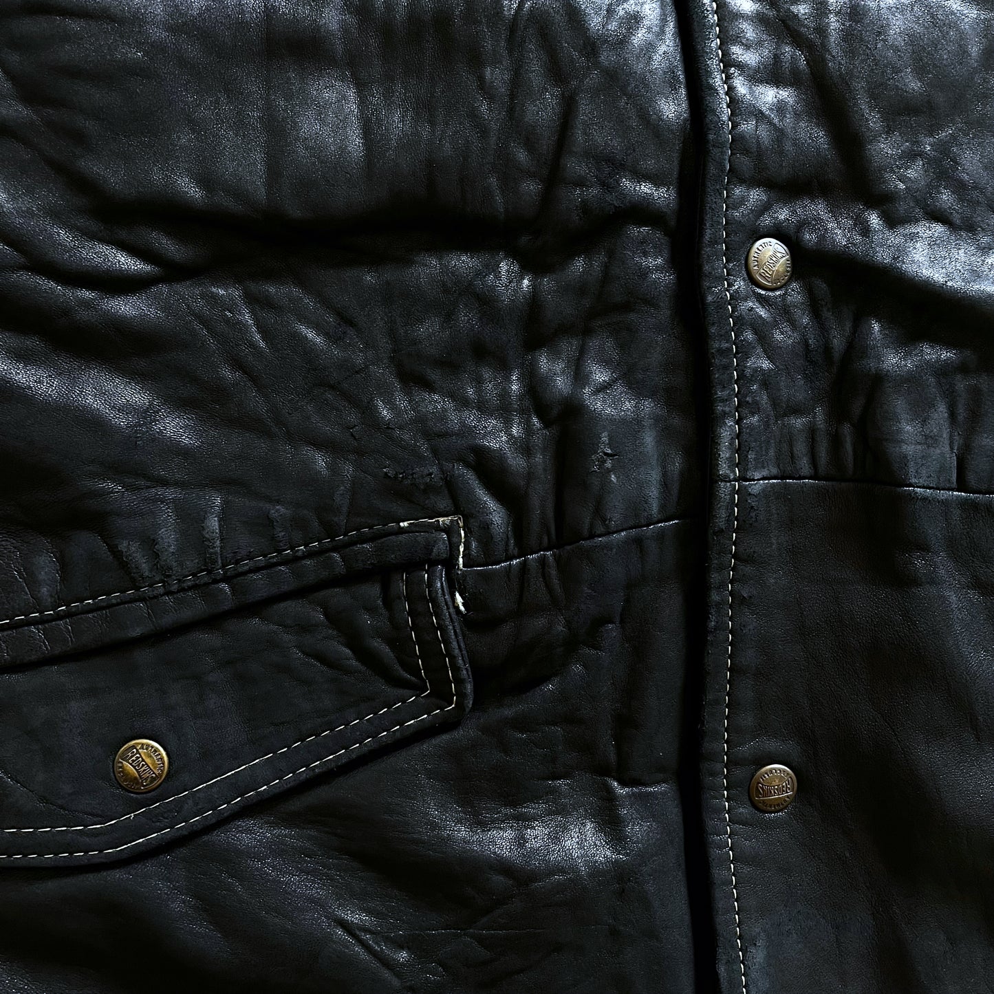 Vintage 90s Mens Redskins National League Black Leather Varsity Jacket Wear - Casspios Dream