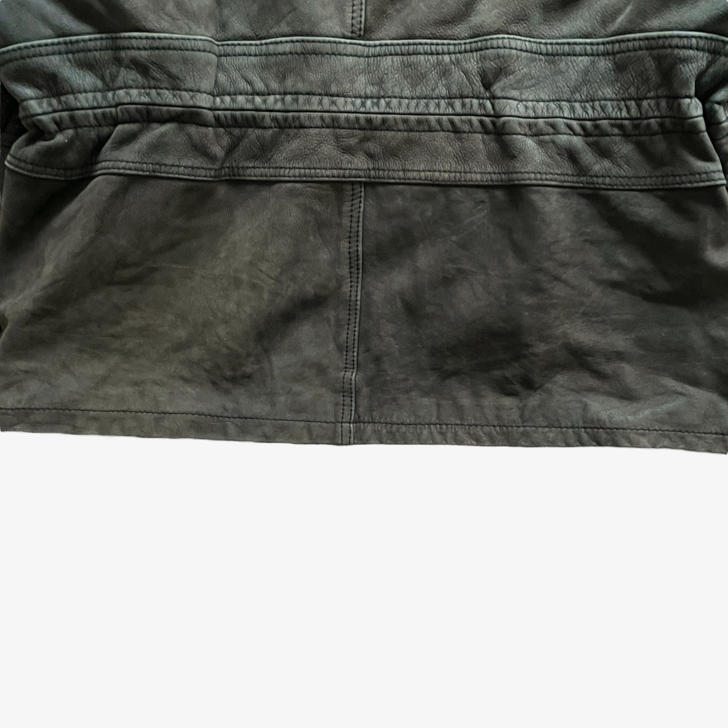 Vintage 90s Mens Redskins Outdoor Wear Khaki Leather Pilot Jacket XL Back Hem - Casspios Dream