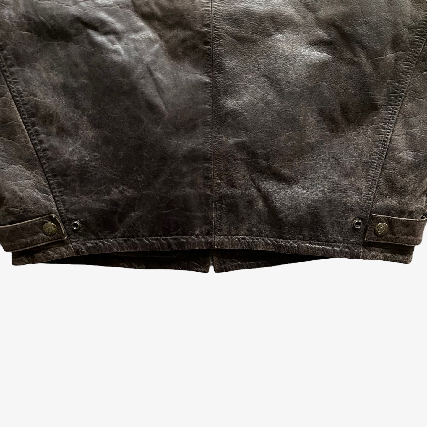 Vintage 90s Mens Redskins Territoire Dark Brown Leather Pilot Jacket Hem - Casspios Dream