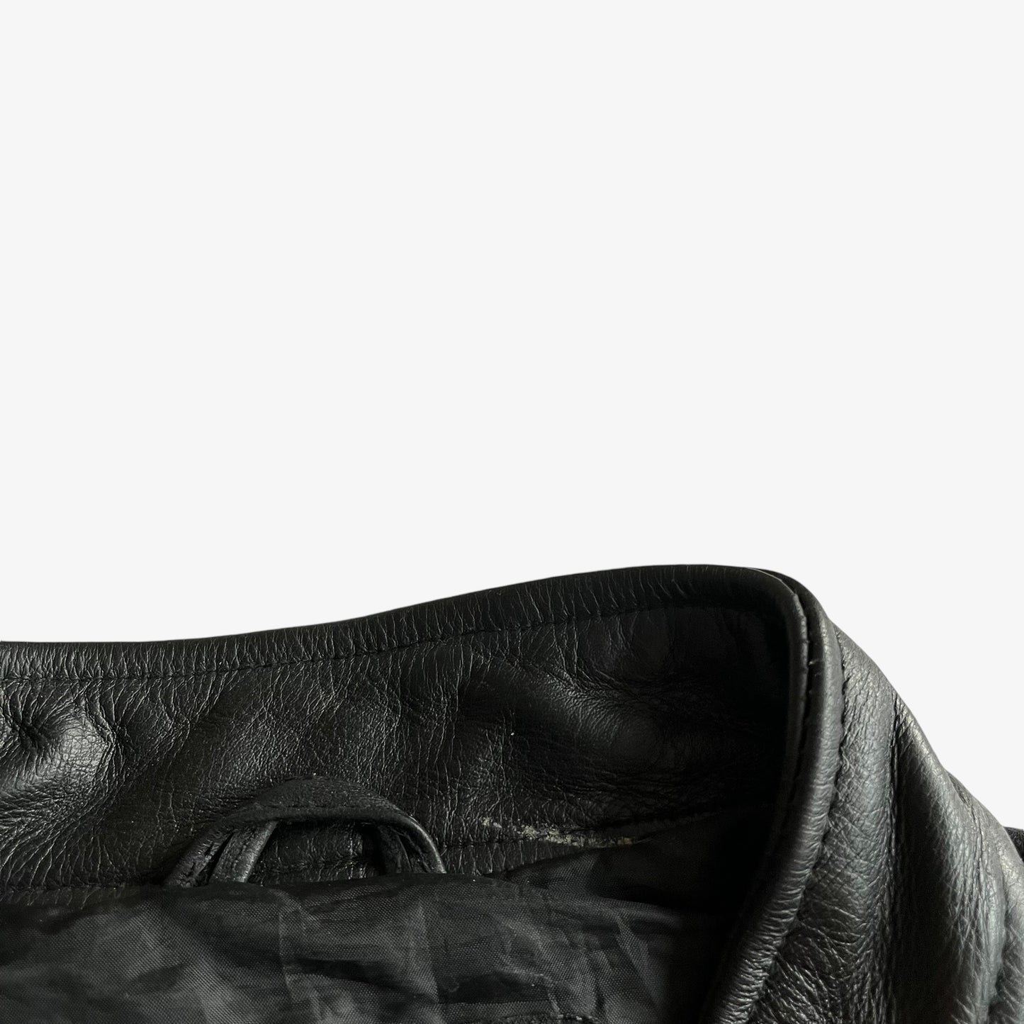 Vintage 90s Mens Schott NYC Black Leather Driving Jacket Collar Wear - Casspios Dream
