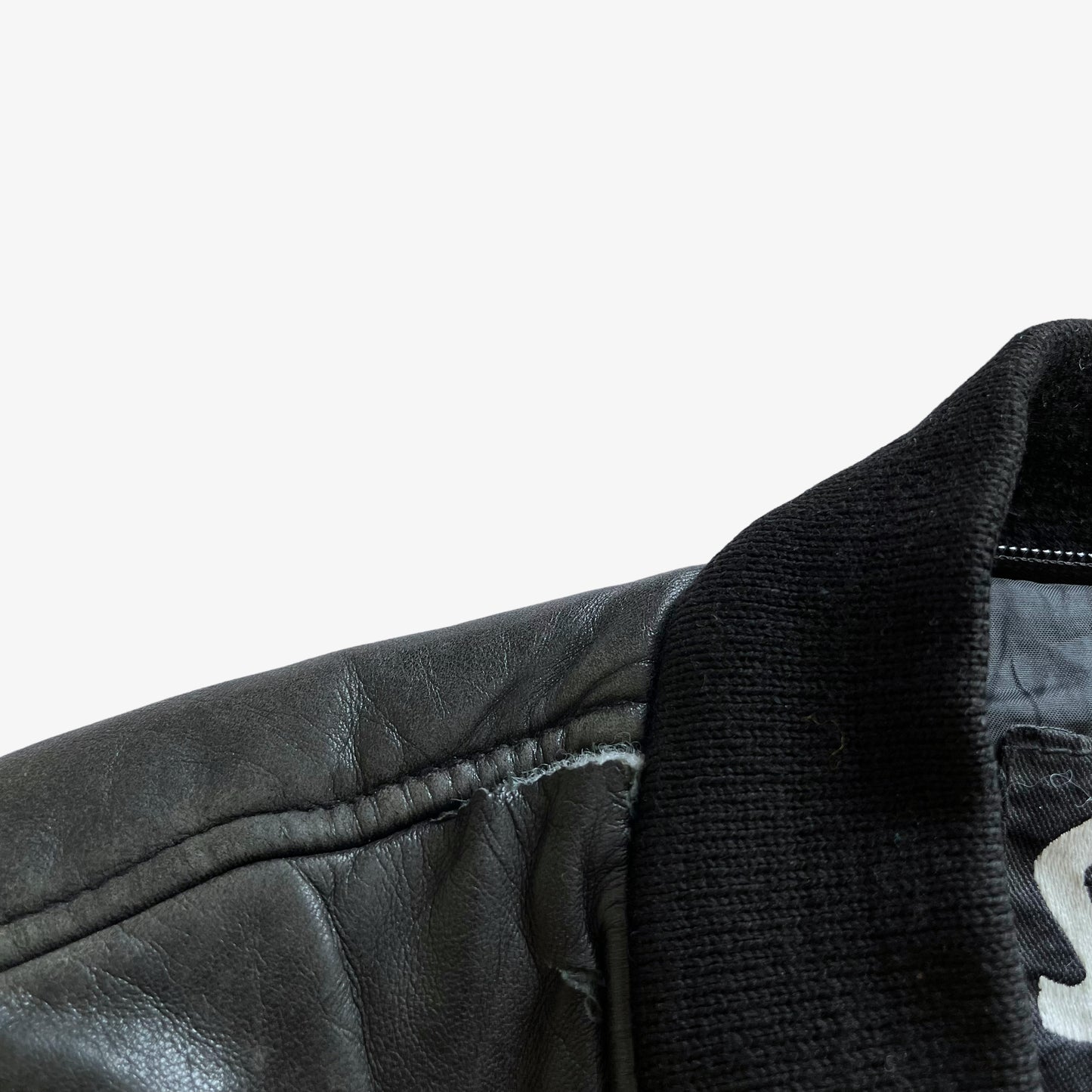 Vintage 90s Mens Schott NYC Black Leather Puffer Jacket Mark - Casspios Dream