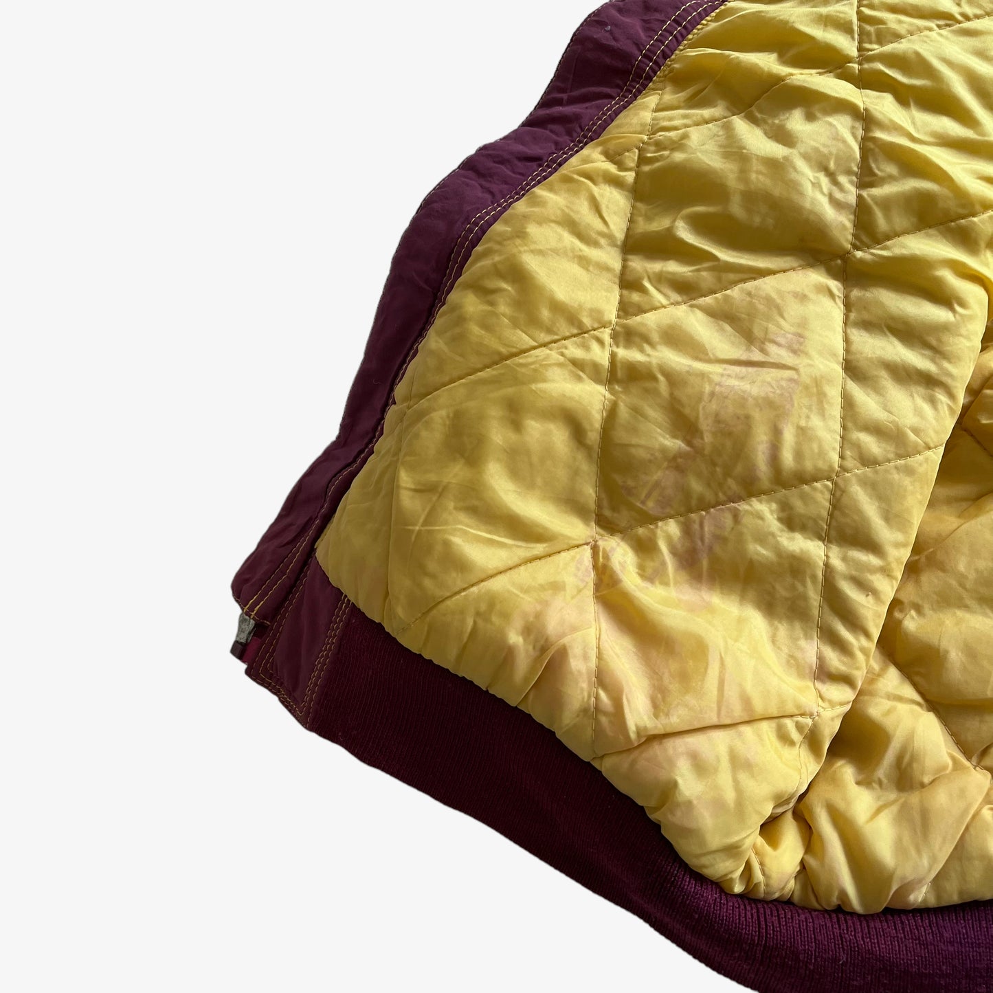 Vintage 90s Mens Starter NFL Redskins Burgundy & Yellow Hooded Jacket With Back Spell Out Wear - Casspios Dream