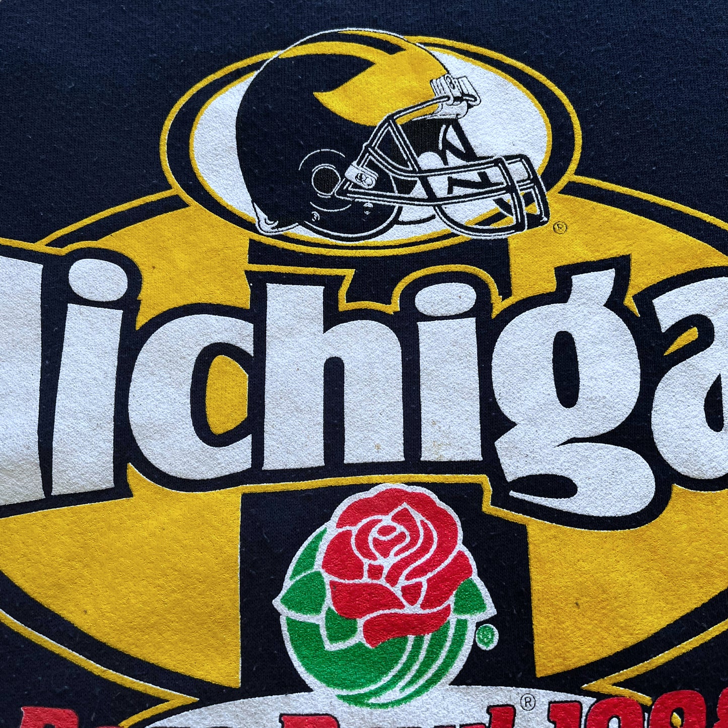 Vintage 90s Mens University Of Michigan Wolverines 1998 Rose Bowl Navy Sweatshirt Logo - Casspios Dream