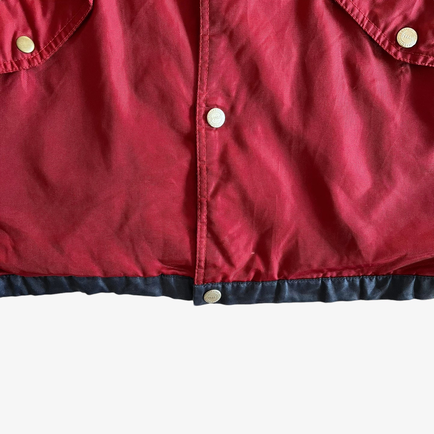 Vintage 90s Mens Workers Gas Oil Burgundy And Navy Jacket Hem - Casspios Dream