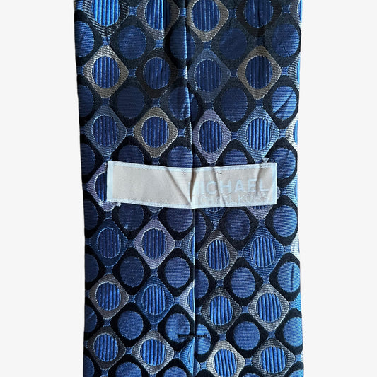 Vintage 90s Michael Kors Abstract Print Blue Silk Tie Label - Casspios Dream