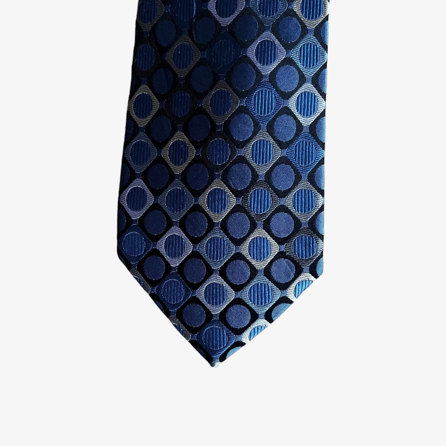 Vintage 90s Michael Kors Abstract Print Blue Silk Tie Tip - Casspios Dream