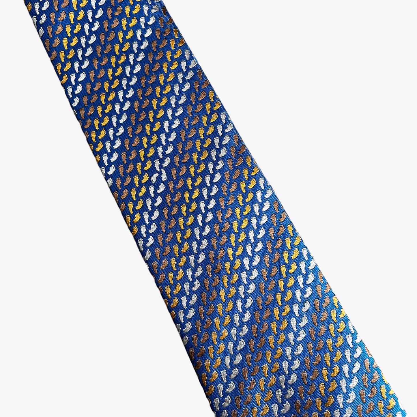 Vintage 90s National University Of Singapore Foot Print Silk Tie Pattern - Casspios Dream