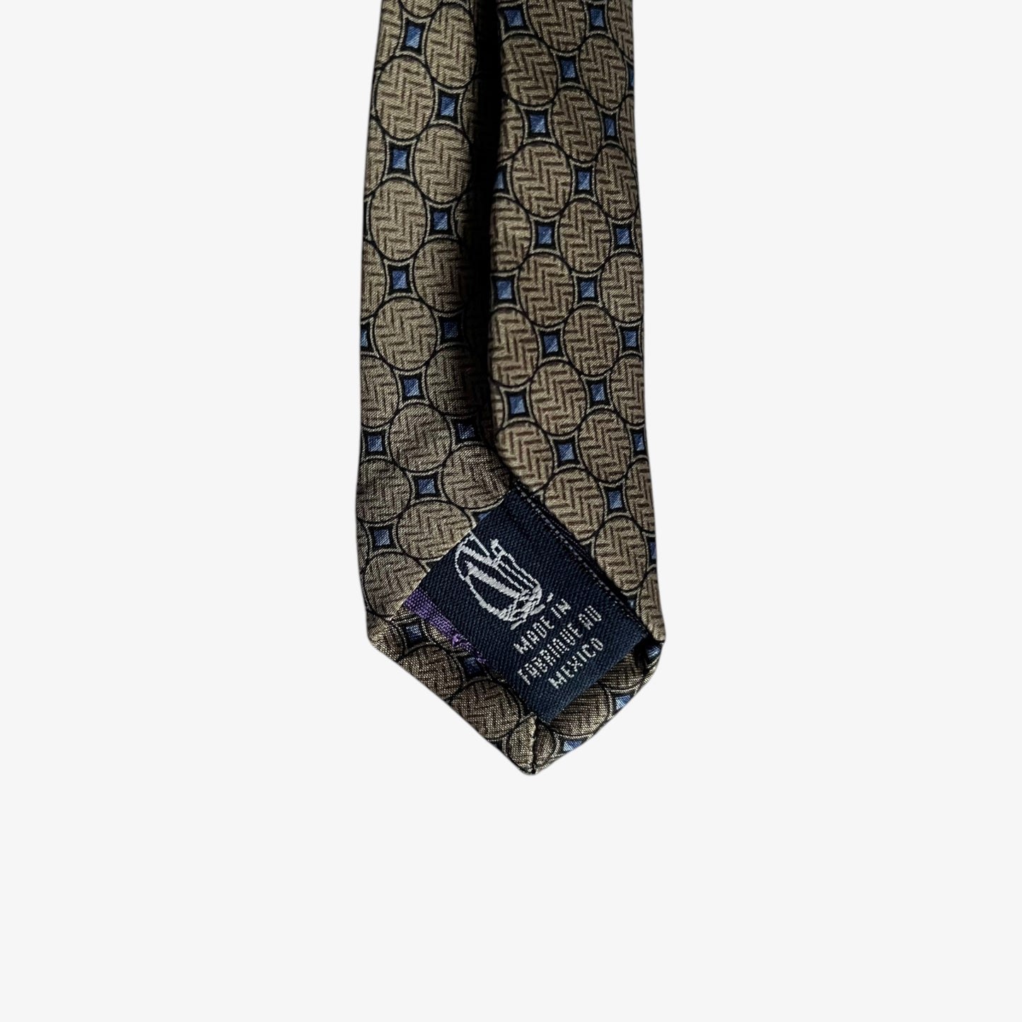 Vintage 90s Nautica Geometric Print Silk Tie Inside Label - Casspios Dream