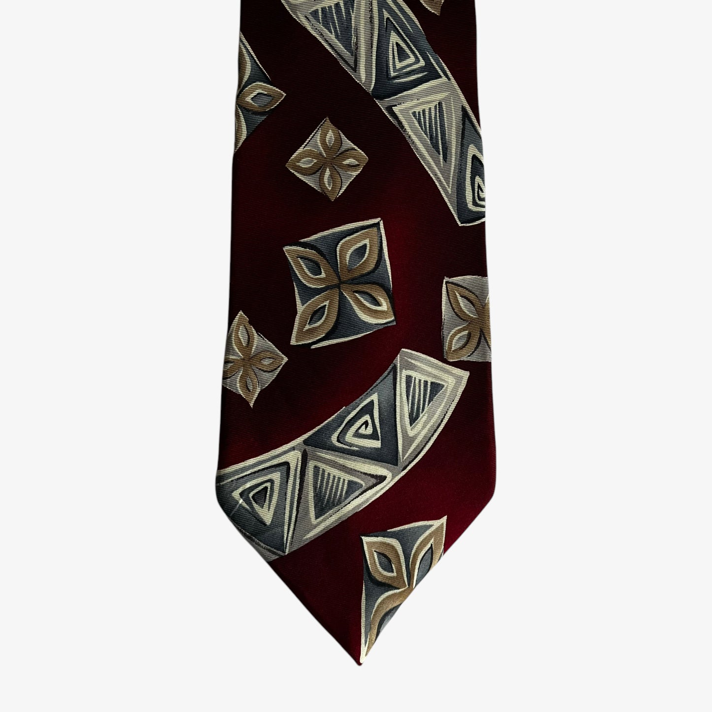 Vintage 90s Pierre Cardin Abstract Floral Print Red Silk Tie Hawaiian - Casspios Dream