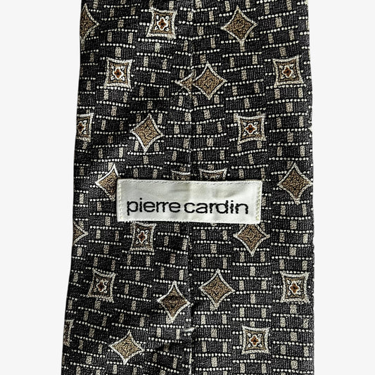 Vintage 90s Pierre Cardin Abstract Geometric Print Silk Tie Label - Casspios Dream