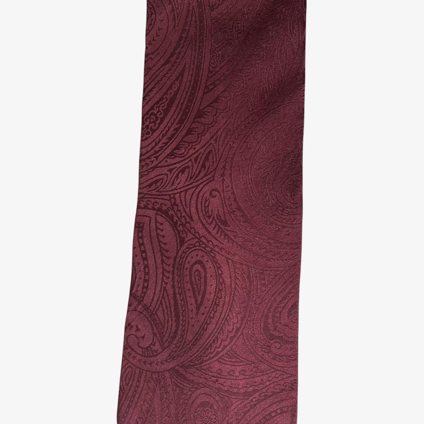 Vintage 90s Pierre Cardin Embossed Paisley Print Red Silk Tie Floral - Casspios Dream