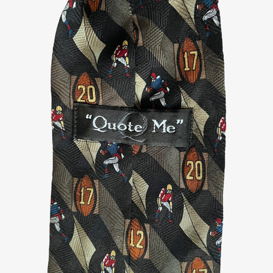Vintage 90s Quote Me Knute Rockne American Football Print Silk Tie Label - Casspios Dream