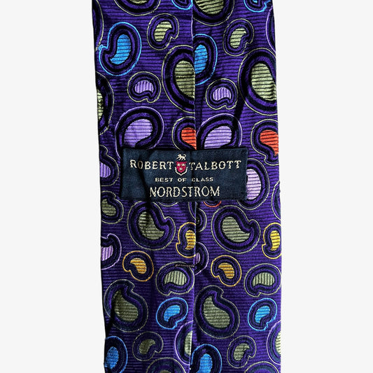 Vintage 90s Robert Talbott Best Of Class Nordstrom Paisley Print Purple Silk Tie Label - Casspios Dream