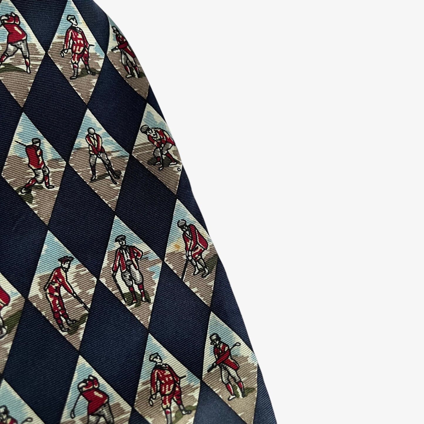 Vintage 90s Stafford Geometric Golf Player Print Silk Tie Wear - Casspios Dream