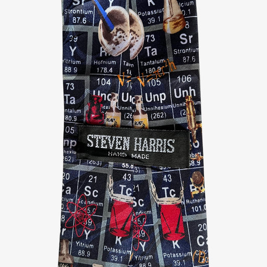 Vintage 90s Steven Harris Periodic Table Of Elements Print Polyester Tie Label - Casspios Dream