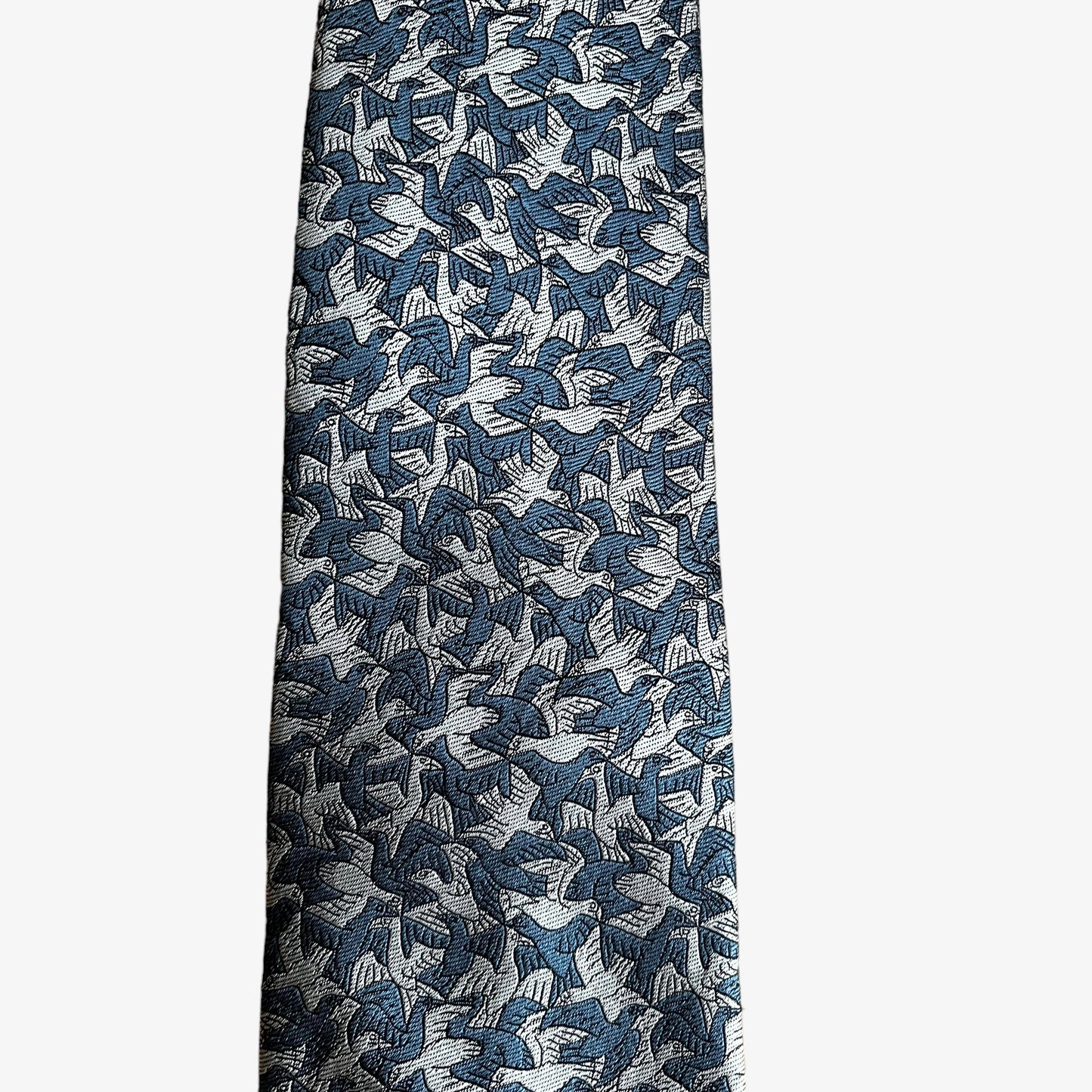Vintage 90s The Art Of M.C Escher Bird Print Silk Tie Pattern - Casspios Dream
