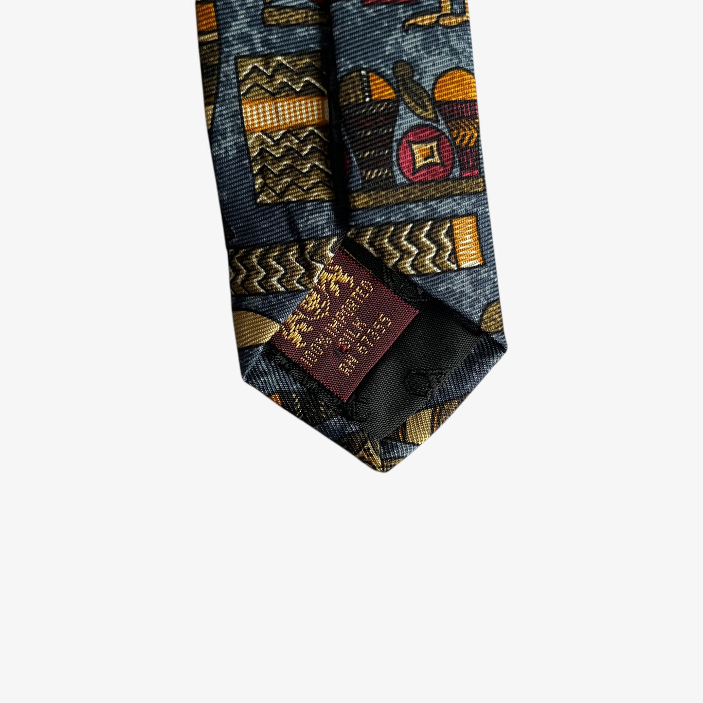 Vintage 90s The Metropolitan Museum Of Art Masterworks Collection Egyptian Hieroglyphs Print Silk Tie Abstract - Casspios Dream