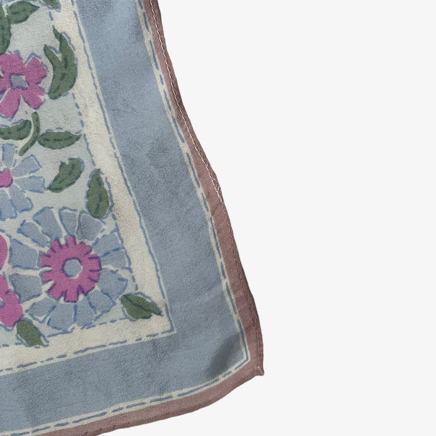 Vintage 90s Usna Pink And Blue Abstract Floral Print Pale Blue Silk Scarf Wear - Casspios Dream