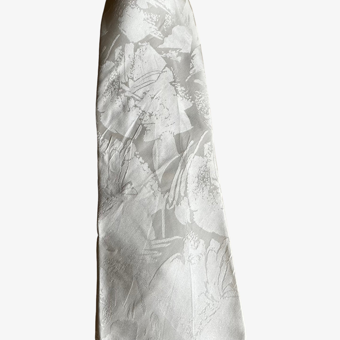 Vintage 90s V By Valentino Pietro Floral Print White Silk Tie Flower - Casspios Dream
