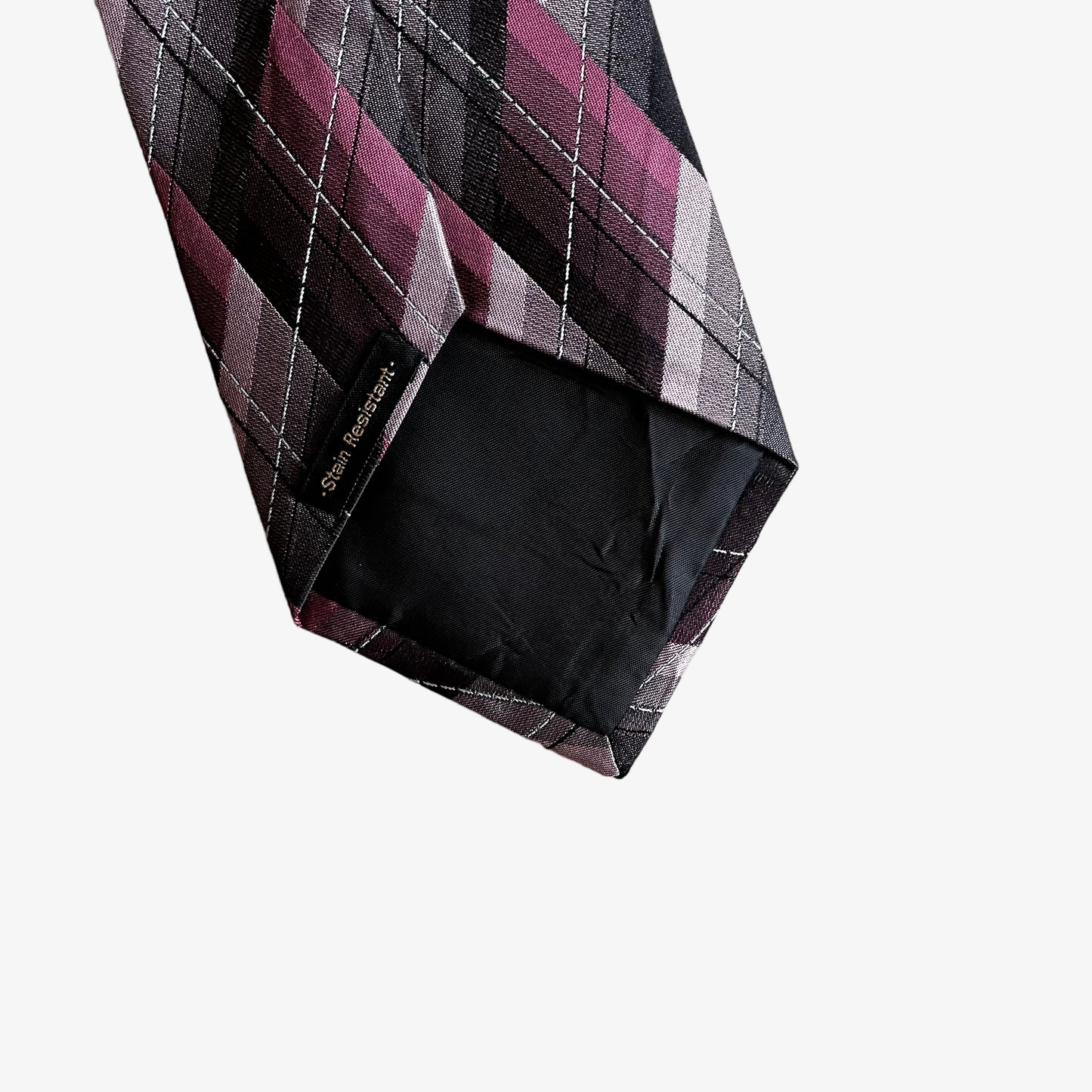 Vintage 90s Van Heusen Purple Tartan Print Silk Tie Stain Resistant - Casspios Dream