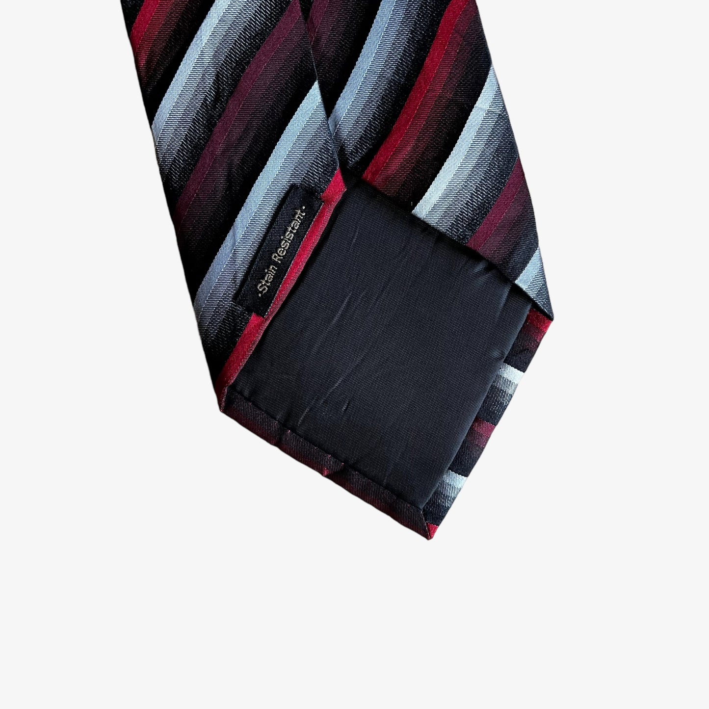 Vintage 90s Van Heusen Red & Black Striped Silk Tie Stain Resistant - Casspios Dream