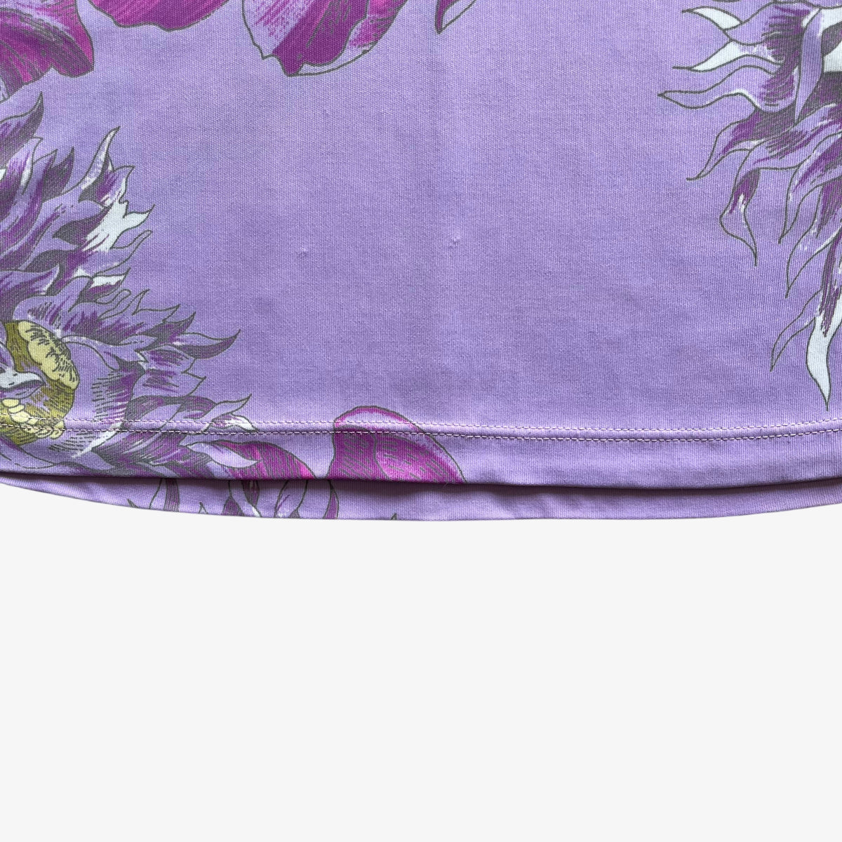 Vintage 90s Womens Gianfranco Ferre Jeans Purple Floral Print Vest Hem - Casspios Dream