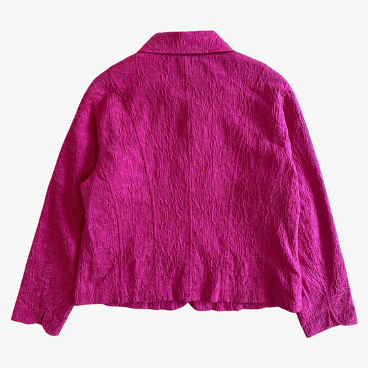 Vintage 90s Womens Laura Ashley Embroidered Floral Patterned Pink Jacket Back - Casspios Dream