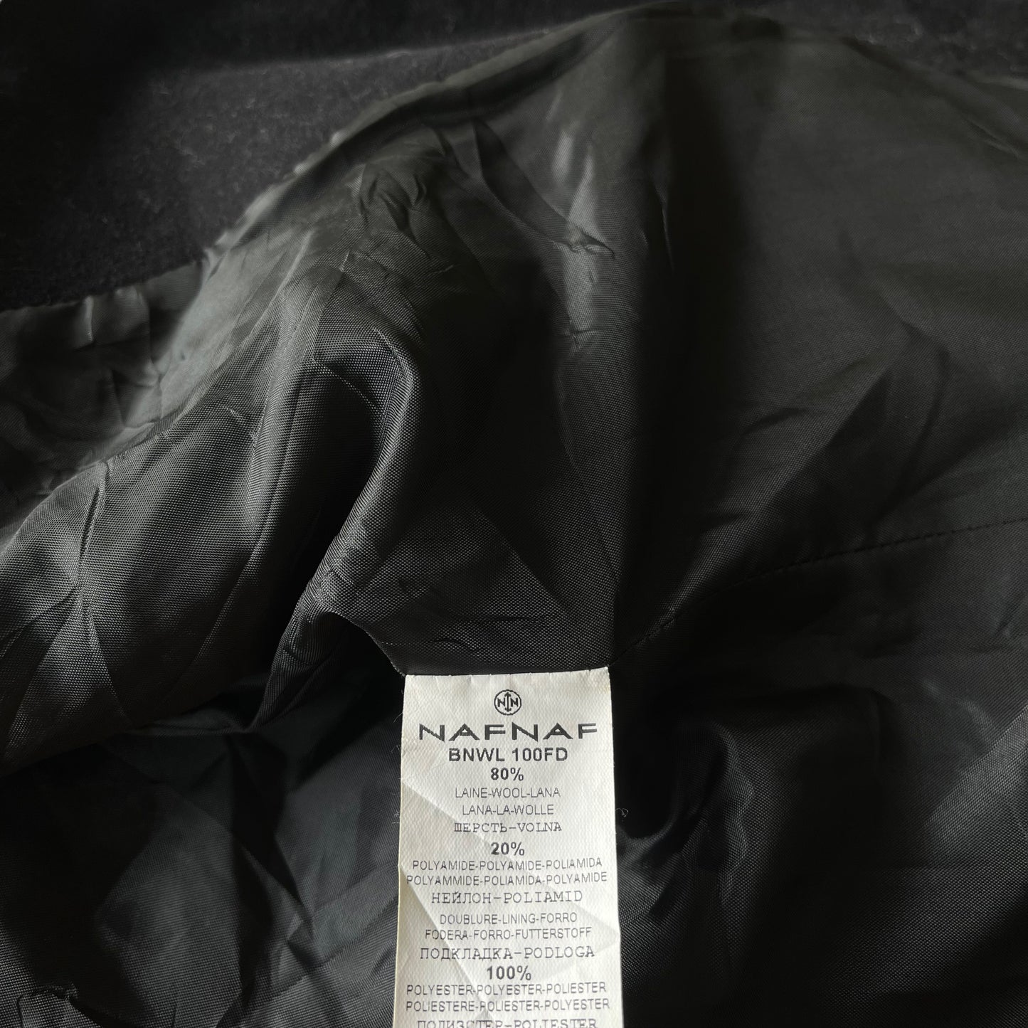 Vintage 90s Womens Naf Naf Black Wool Blend Blazer With Floral Embroidery Inside Label - Casspios Dream