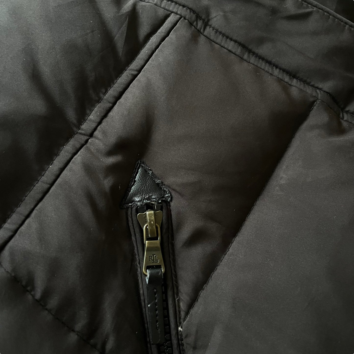 Vintage 90s Womens Ralph Lauren Black Goose Down Puffer Jacket With Faux Fur Collar Pocket - Casspios Dream