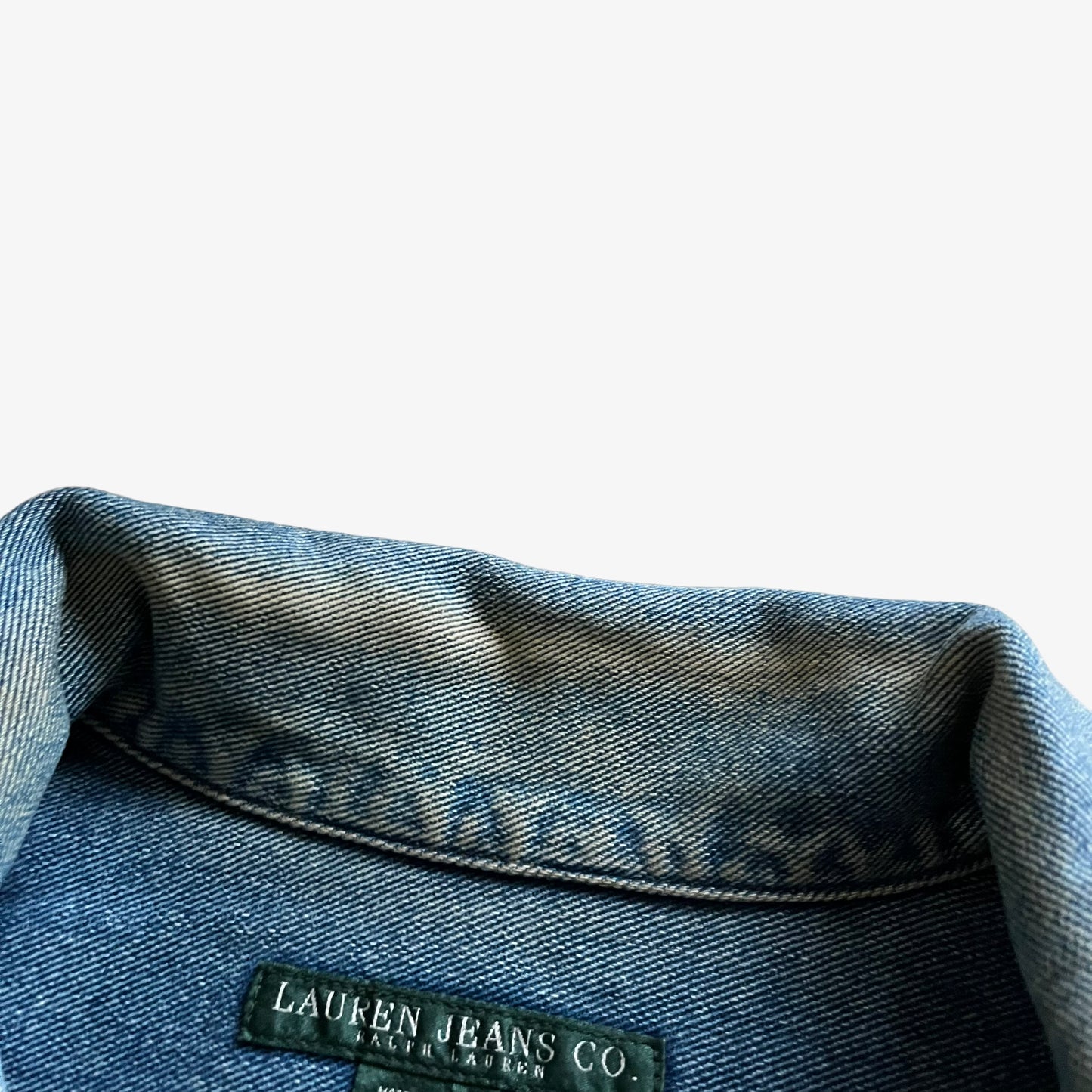 Vintage 90s Womens Ralph Lauren Blue Denim Jacket Collar - Casspios Dream
