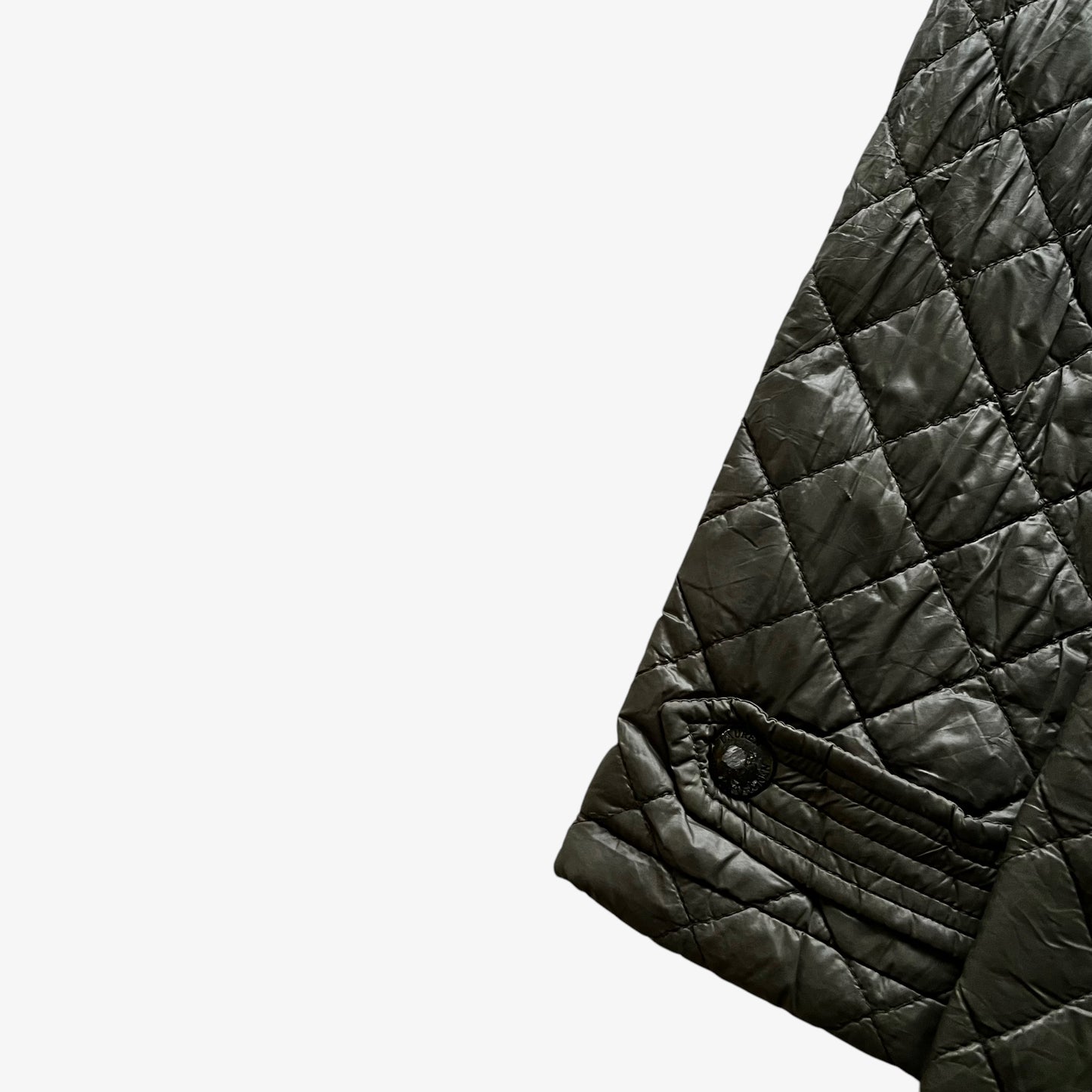 Vintage 90s Womens Ralph Lauren Green Double Breasted Quilted Jacket With Removable Hood Cuff - Casspios Dream