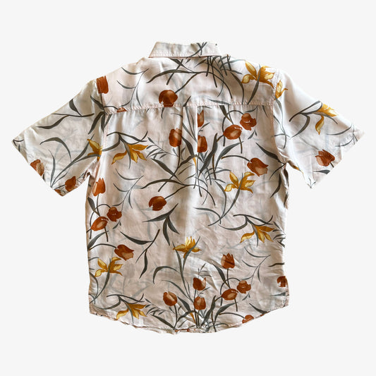 Women's Floral Print Short Sleeve Silk Shirt