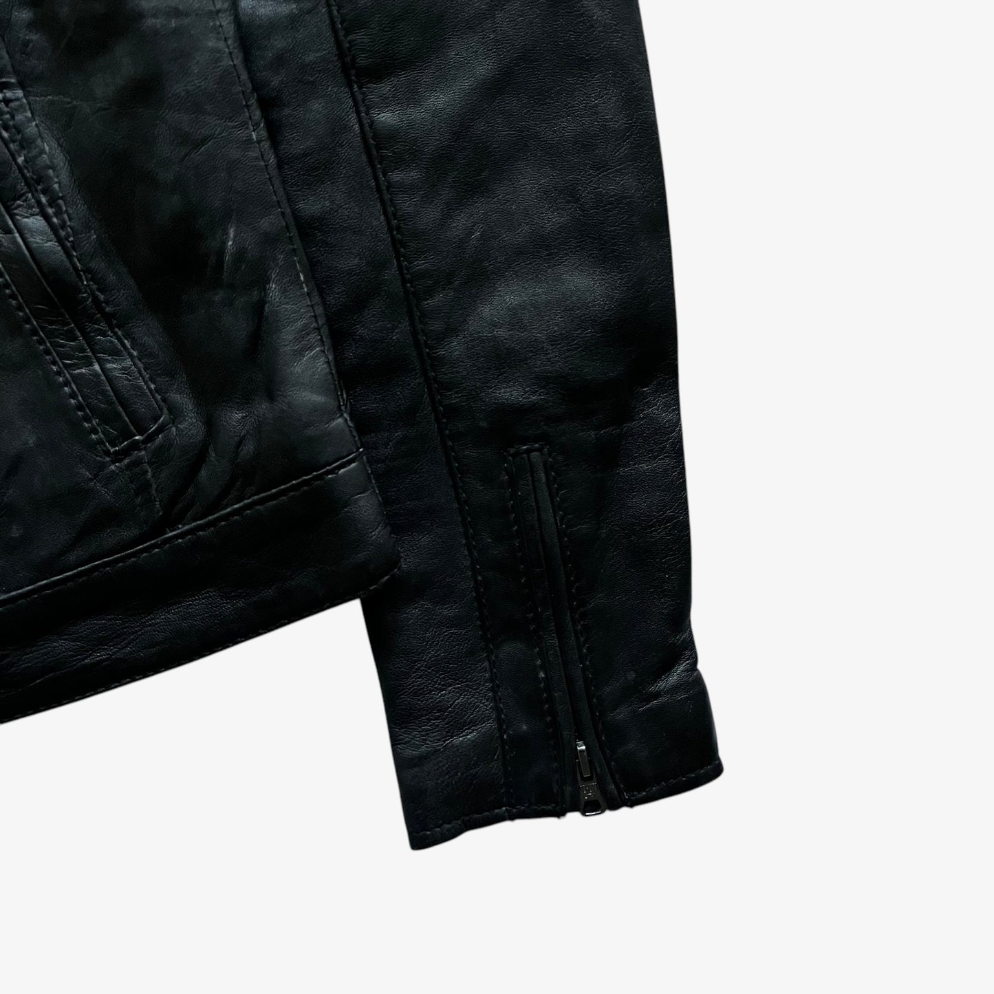 Vintage 90s Womens Schott Perfecto Black Leather Biker Jacket Sleeve - Casspios Dream