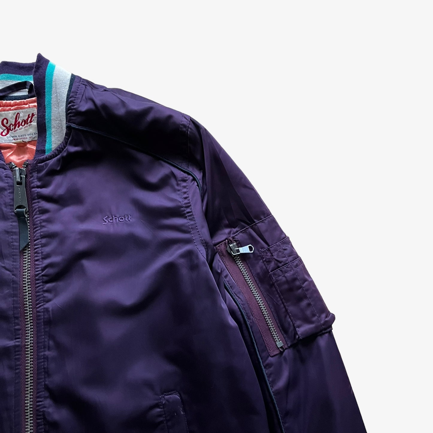 Vintage 90s Womens Schott Purple Bomber Jacket Logo - Casspios Dream