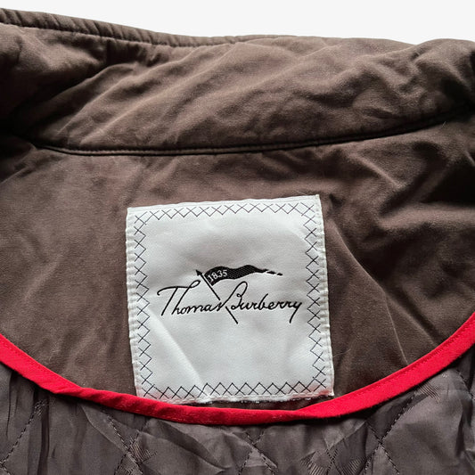 Vintage 90s Womens Thomas Burberry Brown Military Jacket Label - Casspios Dream