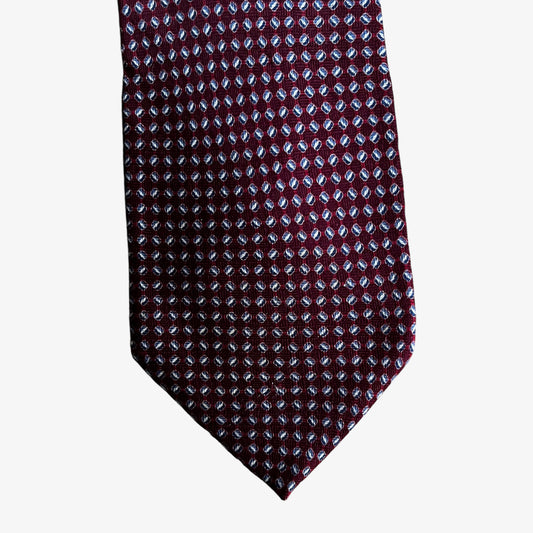 Vintage Y2K Bill Blass Geometric Print Red Silk Tie Design - Casspios Dream