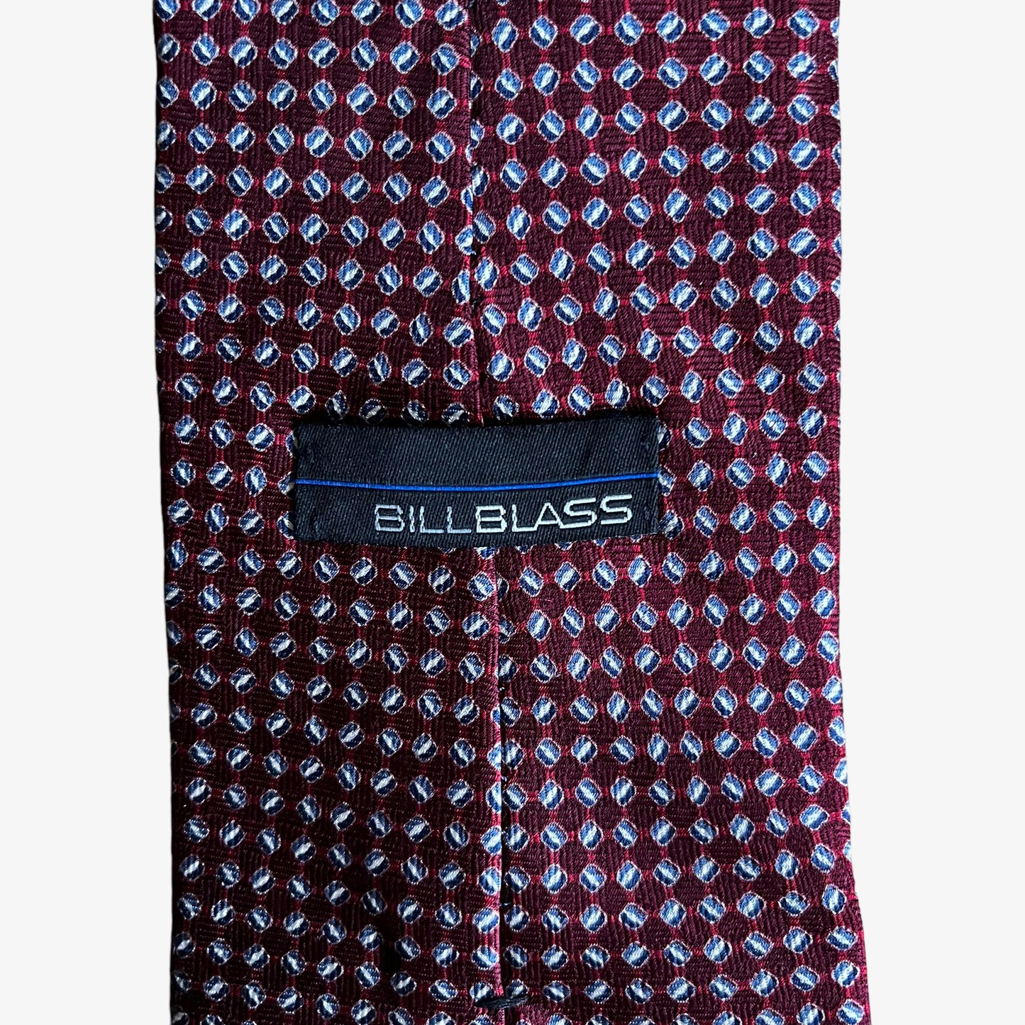 Vintage Y2K Bill Blass Geometric Print Red Silk Tie Label - Casspios Dream