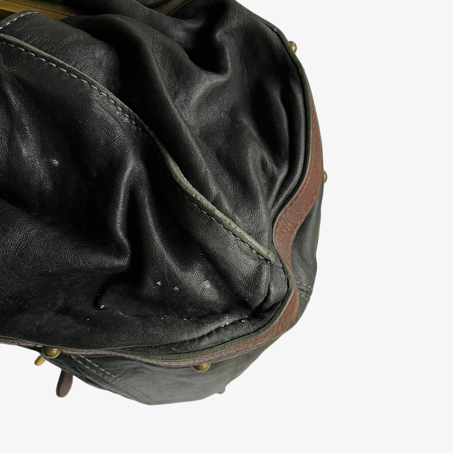 Vintage Y2K Chloe Double Frame Maggie Black Leather Shoulder Bag 02-07-53 Marks - Casspios Dream