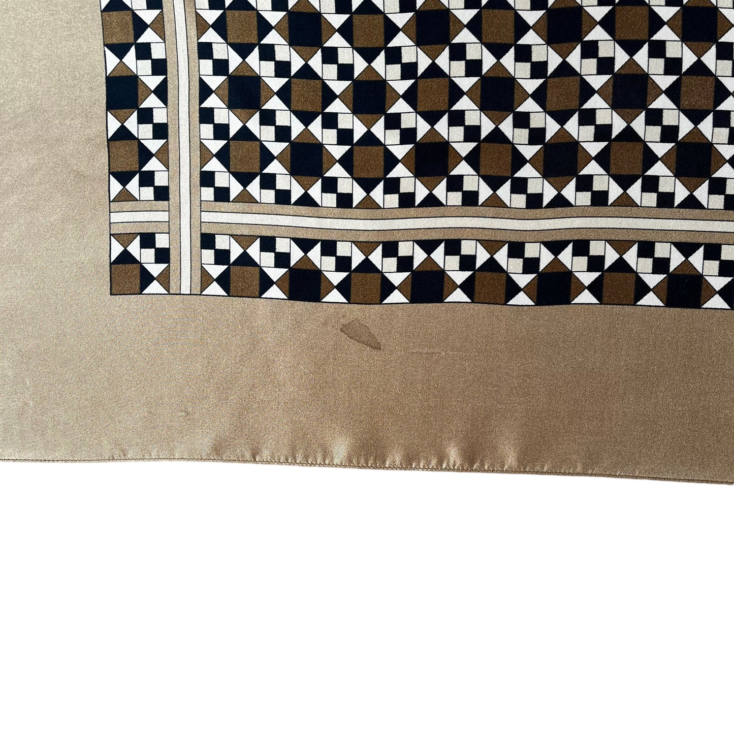 Vintage Y2K Massimo Dutti Geometric Print Gold Silk Scarf Wear - Casspios Dream