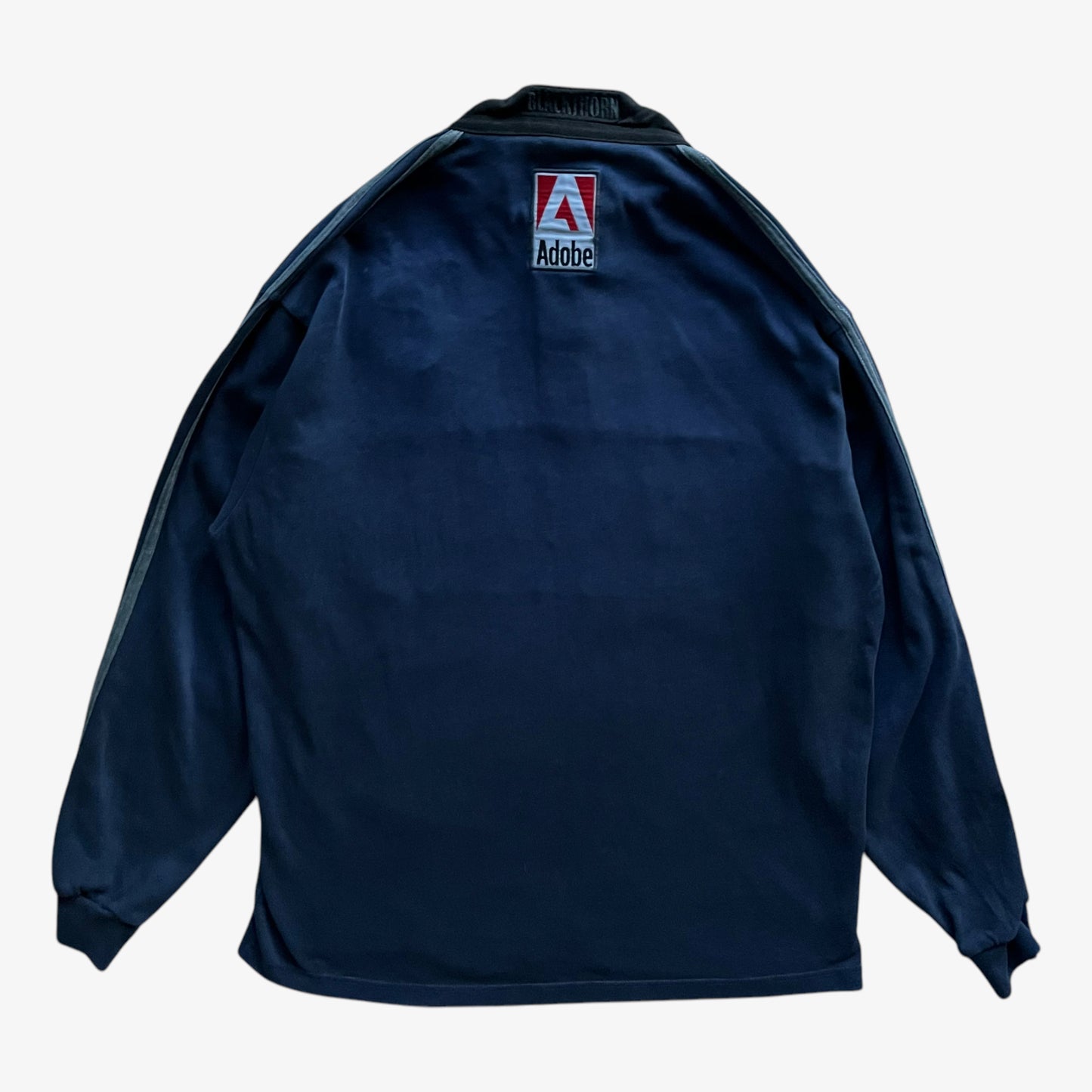 Vintage Y2K Mens Adidas Bath Rugby Union Navy Long Sleeve Shirt Back - Casspios Dream