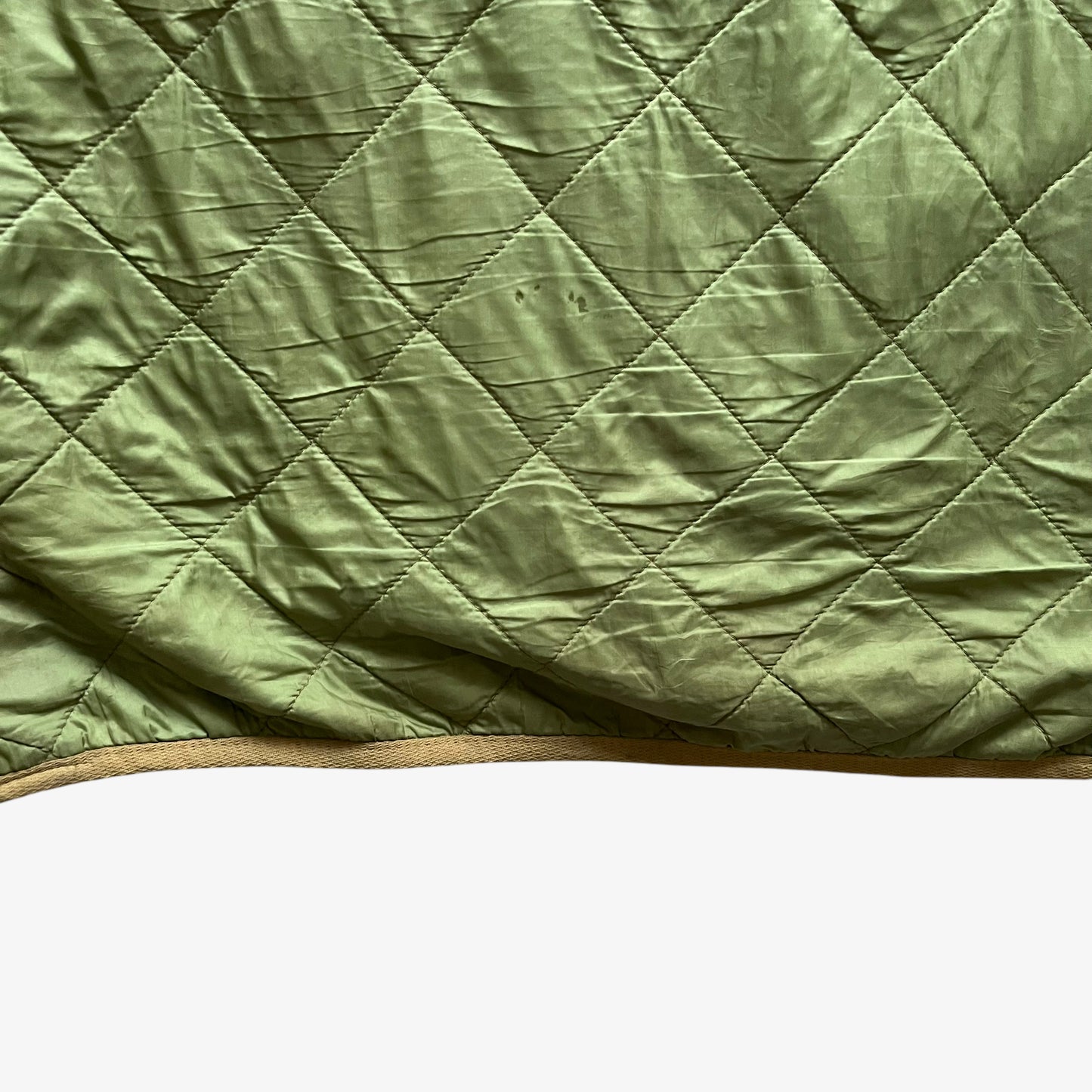 Vintage Y2K Mens Barbour Faded Green Polar Quilts Jacket Hem - Casspios Dream