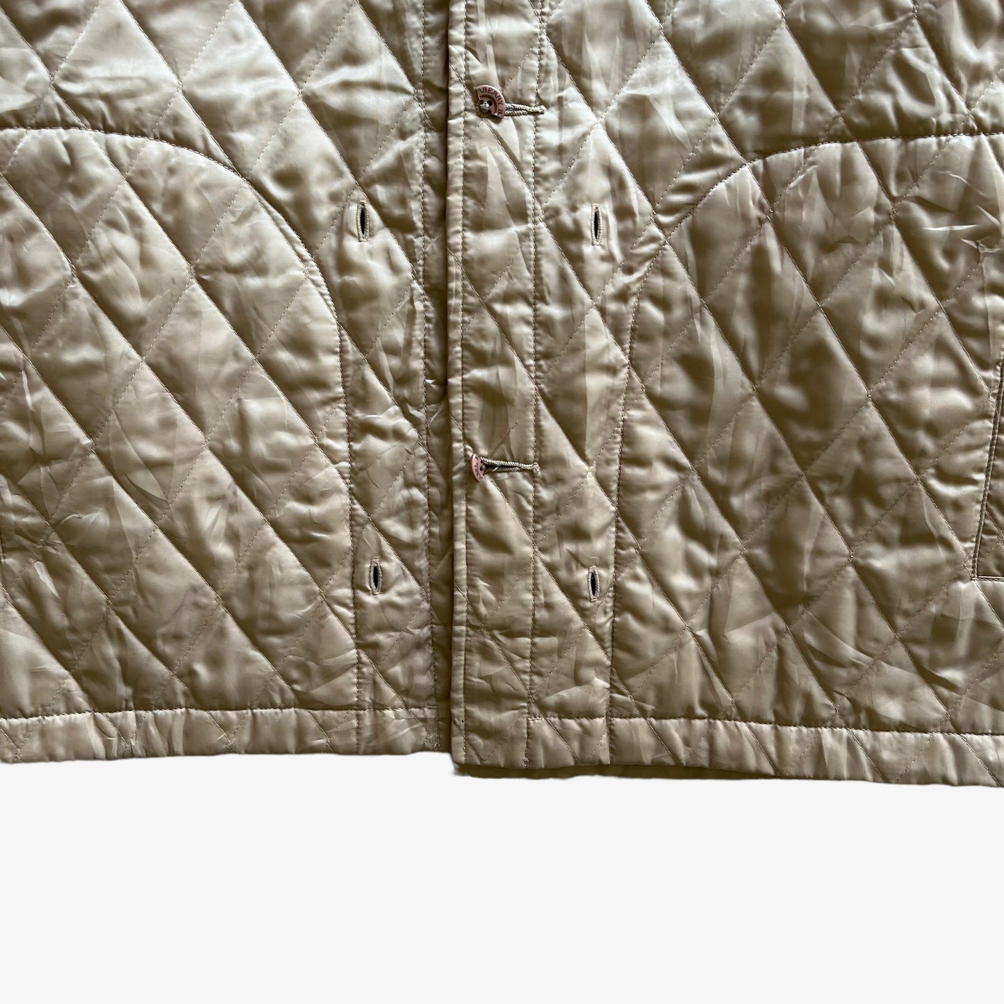 Vintage Y2K Mens Burberry Blue Label Cream Quilted Jacket With Nova Check Lining Hem - Casspios Dream